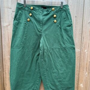 Talbots Green Wide Leg Crop Pants with Nautical Flair